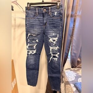 Distressed Blue Jeans